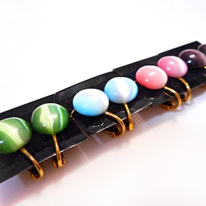 Cat&#39;s Eye Fiber Optic Glass Clip-On Earrings, Several Colors, for Unpierced Ears