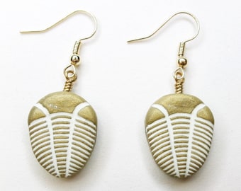 Trilobite Pendant Earrings, Polymer Clay