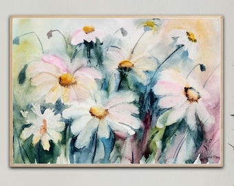 デイジートリオ 水彩画 夏の花 - Etsy 日本
