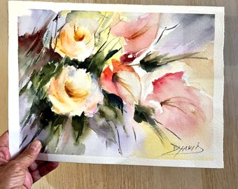 Original Watercolor Painting – Vibrant Floral Bouquet