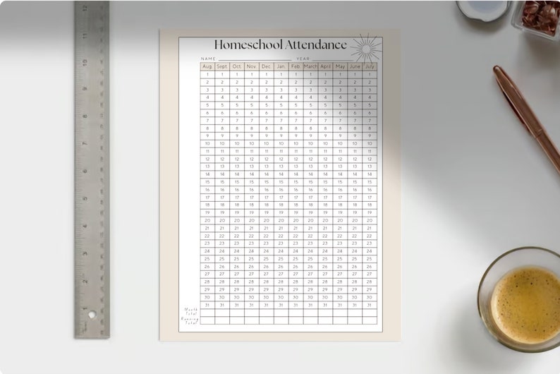Homeschool Attendance Records, Attendance Tracker Printable Log Student ...