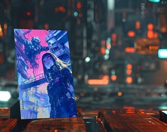 Conjunto de postales Cyberpunk, postales de Fantasía Oscura