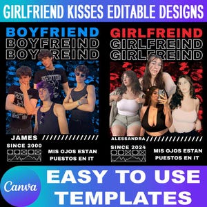 Girlfriend Canva Editable Template, Girlfriends Picture Bootleg Rap Tee Shirt Boyfriend, Easy to use Valentine Custom Photo Design Templates
