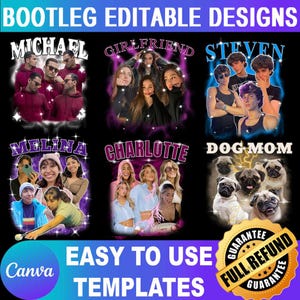 Bootleg 36 Canva Editable Template, Personalized Girlfriend Picture Tee Shirt Boyfriend, Easy to use Valentine Custom Photo Design Templates