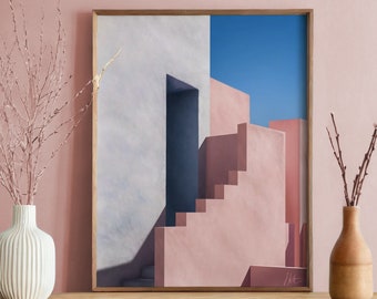 Barragan-Architektur-Wandkunst – geometrisches abstraktes Reiseposter, Heimdekoration, Architektur, Büro, Geschenk – Druck zu Hause, digitaler Download