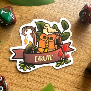 Adesivo Druido / Adesivi Classe 5e Vinile Lucido Impermeabile / Regalo per Amante TTRPG, Game Master / Adesivo Fatto a Mano Lavabile in Lavastoviglie per Laptop