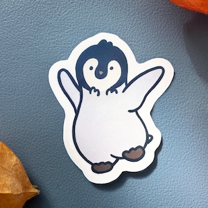 Adesivo pinguino / Adesivi fustellati in vinile lucido lavabili in lavastoviglie / Simpatici pinguini che corrono / Divertente adesivo impermeabile con animali kawaii per laptop