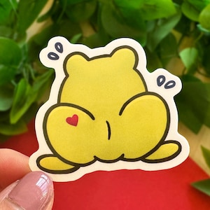 Sticker achterkant kikker | Vaatwasmachinebestendige glanzende vinylstickers | Sassy Frogs met harttattoo | Waterdichte handgemaakte gestanste sticker voor laptop
