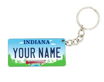 Indiana License Plate Keychain - Personalized