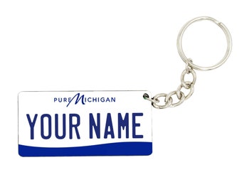 Michigan License Plate Keychain - Personalized