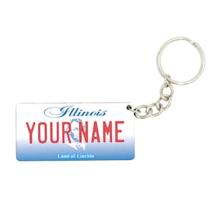 Illinois License Plate Keychain - Personalized