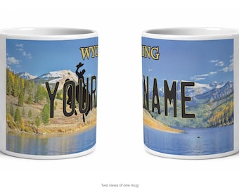Wyoming Personalized License Plate Mug, Custom Name Ceramic Coffee Cup