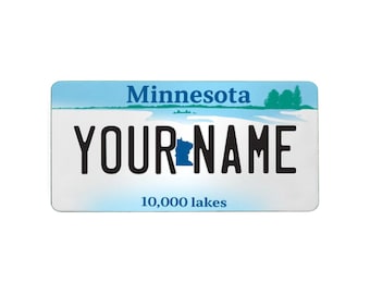 Minnesota License Plate Magnet Personalized | Custom Name Fridge Magnet | Minnesota Souvenir | 3 Sizes