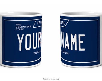 Tennessee Personalized License Plate Mug, Custom Name Ceramic Coffee Cup