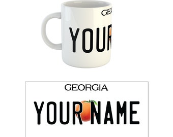 Georgia Personalized License Plate Coffee Mug Custom Name Ceramic Gift