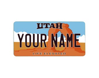 Utah Nummernschildmagnet personalisiert | Personalisierter Kühlschrankmagnet | Utah Souvenir | Weg Geschenk | Geburtstagsgeschenk | 3 Größen