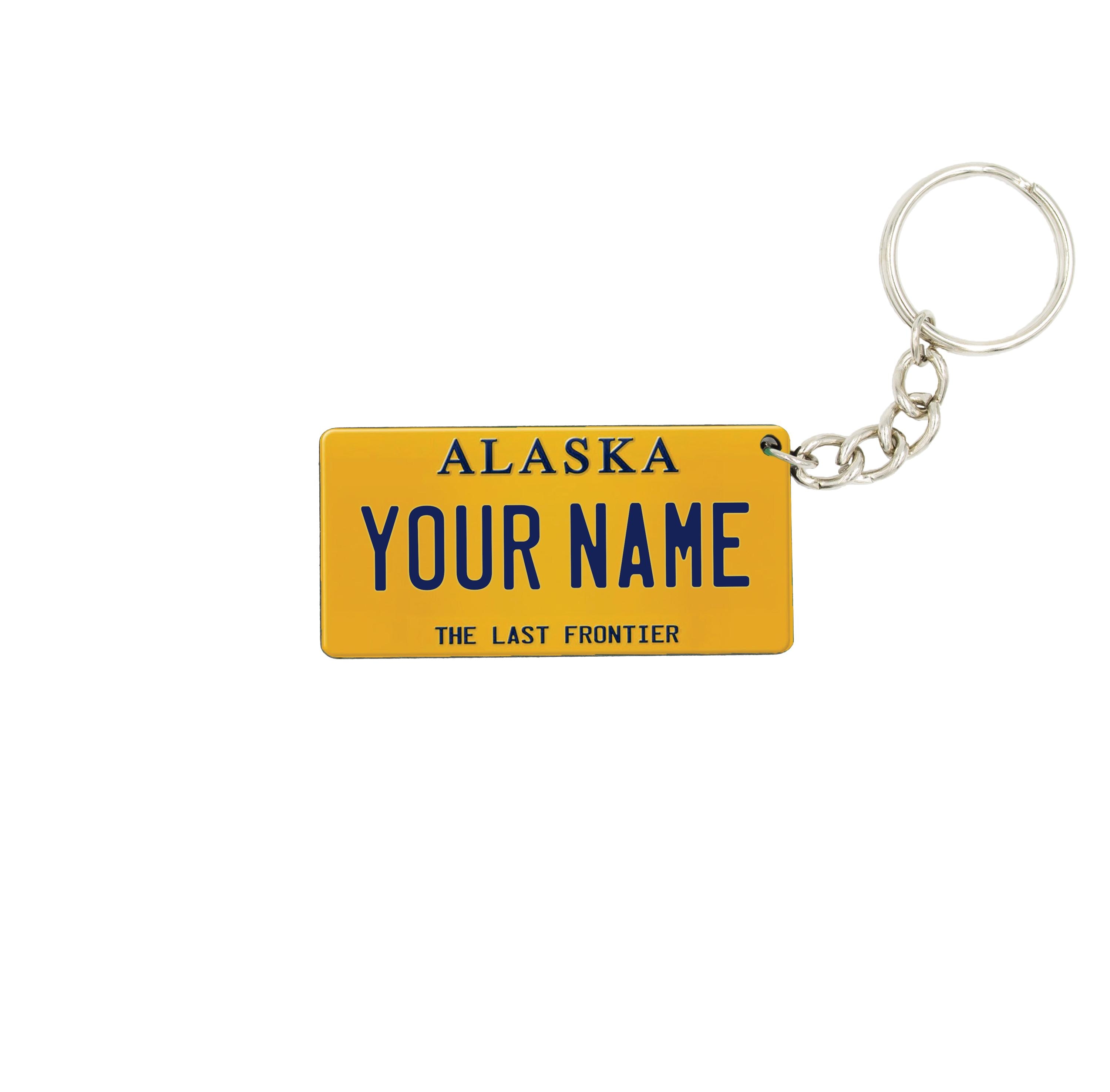 Personalized Alaska License Plate Keychain Custom Name Hardboard Alaska ...
