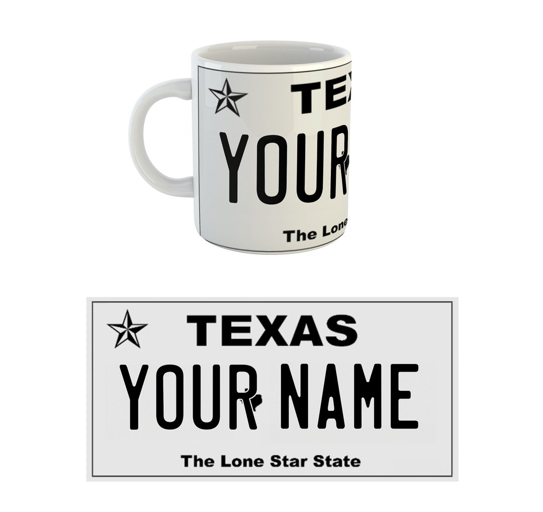 Personalized texas license plate mug etsy