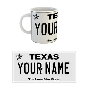 Personalisierte Texas Nummernschild-Tasse
