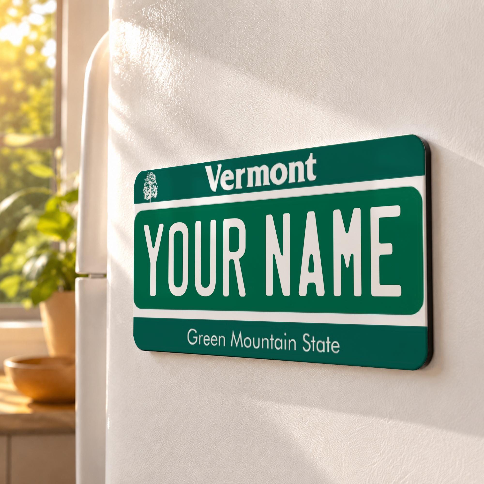 Vermont License Plate Magnet Personalized | Custom Name Fridge