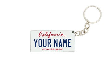 Personalized California License Plate Keychain Custom Name Hardboard California Souvenir Car Lover Going Away Gift
