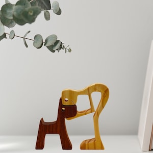 Man and Dog Wood Figurine: Heartwarming Dog Lover Gift