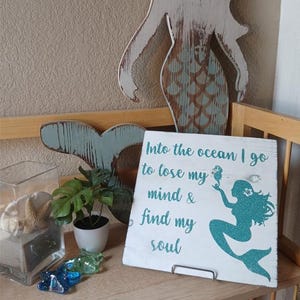Mermaid Wood Sign: Beach House Decor, Ocean Lover Gift