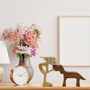 Woman and Dog Wood Figurine: Heartwarming Dog Lover Gift
