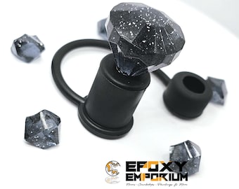 Silver Dusted Black Diamond Straw Topper