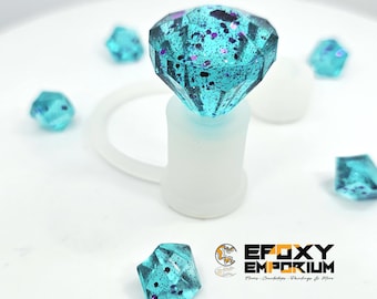 Purple Dusted Teal Diamond Straw Topper