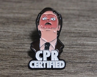 The Office Dwight Shrute CPR Funny Meme Enamel Pin Brooch | Accessories Gifts Kids Teens Adults Trendy Birthday Christmas Stocking Stuffers