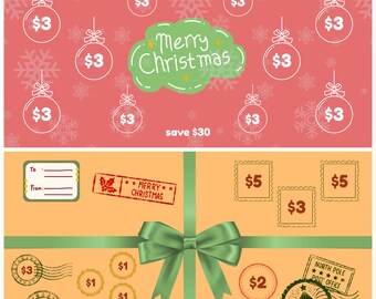 Christmas Mini Easy Savings Challenge Set of 2 A6 Envelope Inserts for Cash Envelopes | Budgeting Stuffing Low Income DIGITAL PRINTABLE