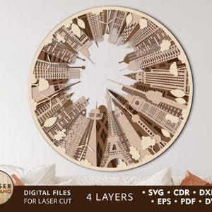 Plik WORLD Laser Cut – wielowarstwowy wzór kuli do cięcia laserowego i CNC | Nowoczesny wystrój domu Pliki Svg, Dxf, Ai | Mandala z warstwą drewna
