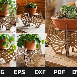 Laser Cut Plant Stand Bundle SVG - 3mm Wood Flower Pot Holder DXF