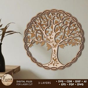 Tree of life multilayer svg cut file, Wooden Decorative Wall 3D, Paper cutting, Wooden Gift laser cut file, wall decor, 3D layer, Laser Cut