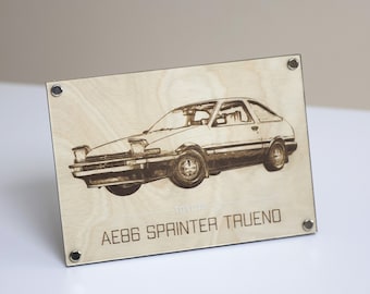 Initial D AE86 Sprinter Trueno Laser Engraved Car Art: Manga Style | JDM Car Decor | Manga-Inspired Gift | A5 Framed Artwork