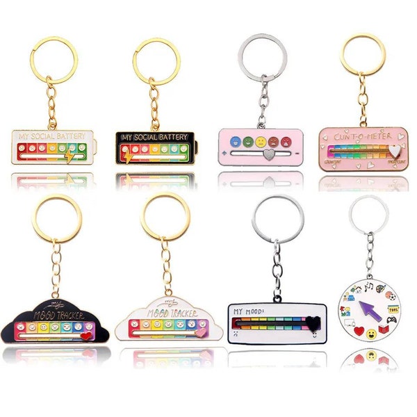 Interactive Mood Keychains - Express Your Feelings with Customizable Emotion Tracker Keyring, Perfect Gift for Friends and Family