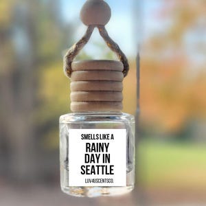 Smells Like A Rainy Day Seattle Scented Car Freshener: Travel Gift Diffuser, Seattle Lover