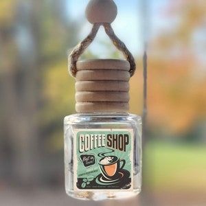 Coffee Car Diffuser Car Air Freshener Coffee Scented Car Accessories Wooden Diffusers Retro Style Label Cute Fresheners Coffee Lover