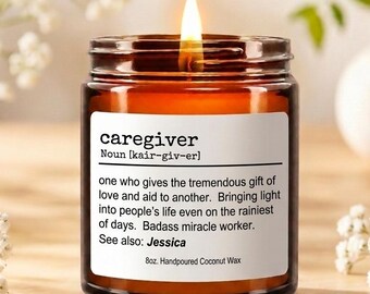 Caregiver Definition Candle, Caregiver Birthday, Caretaker Appreciation, Nursing Home, Medical Professional Gift
