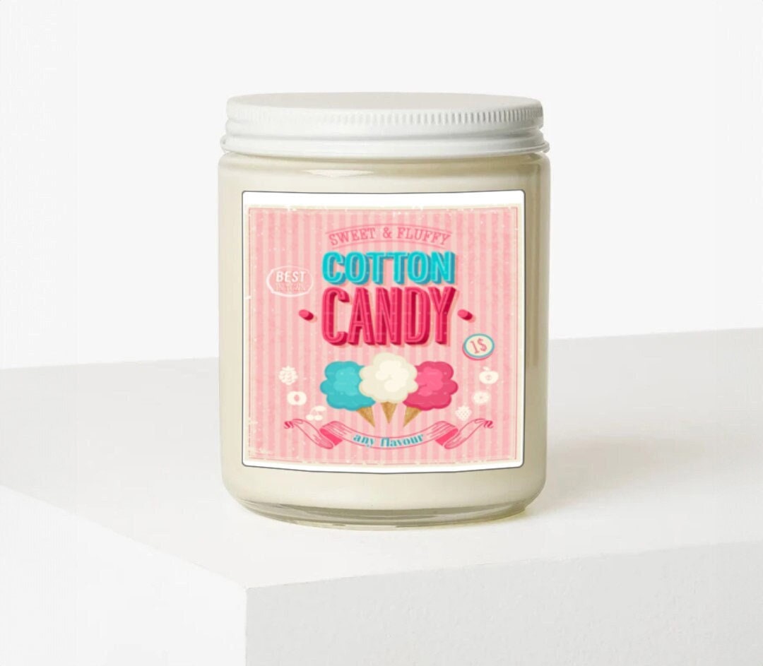 Cotton Candy Scented Candle | Cotton Candy Lover Gift | Vintage Label | Kitchen Decor | Dessert Candle | Housewarming Gift | Birthday Gift