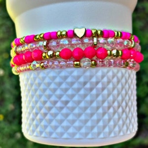 Pink Parade Cup Bracelet accessories. Boot Bracelets. Pink and Gold.