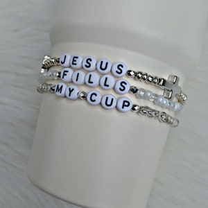 Cross Jesus Fills my Cup Bracelest. Choose Gold or Silver.Boot Bracelet Topper Cup Accessories. Faith. Christian.