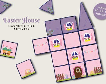 Adesivi magnetici per piastrelle a forma di casa di Pasqua: decorazione a forma di coniglietto (download digitale)