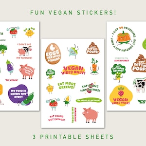 Foglio di adesivi vegani a base vegetale - 3 fogli - Download digitale istantaneo