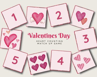 Adesivi magnetici per tessere con numeri di San Valentino: gioco di conteggio (download digitale)