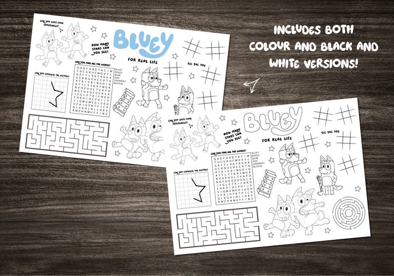 Bluey Activity Sheet Printable Maze, Colouring, Spot the Difference ...