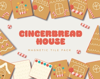 Gingerbread Christmas Magnetic Tile Stickers toppers - Gingerbread House icing -  Instant Digital Download fine motor