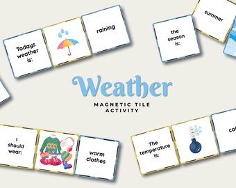 Adesivi magnetici meteorologici: attività su stagione e abbigliamento (download digitale)