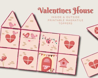 Adesivi magnetici per piastrelle della casa di San Valentino: abilità motorie fini (download digitale)